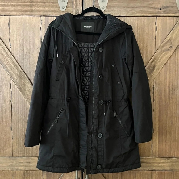 Marc New York Black Button Up/Zippered Hooded Utility Jacket Size Small - Picture 2 of 8